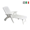 White Folding Garden Lounger with Wheels Cancun Offers