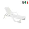 White Polypropylene Garden Sun Lounger with Wheels Zanzibar Offers