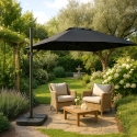 Adjustable garden umbrella in aluminium with side arm 3x3 Vienna Noir Characteristics
