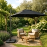Adjustable garden umbrella in aluminium with side arm 3x3 Vienna Noir Characteristics