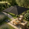 Garden adjustable side arm umbrella in aluminum 3x3m Paradise Noir Sale