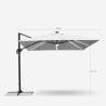 Cantilever Garden Parasol with Built In Solar Led Square 3x3m anti uv Paradise 