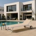 Set of 4 Alabama Beach & Patio Sun Loungers With Built-in Wheels Sale