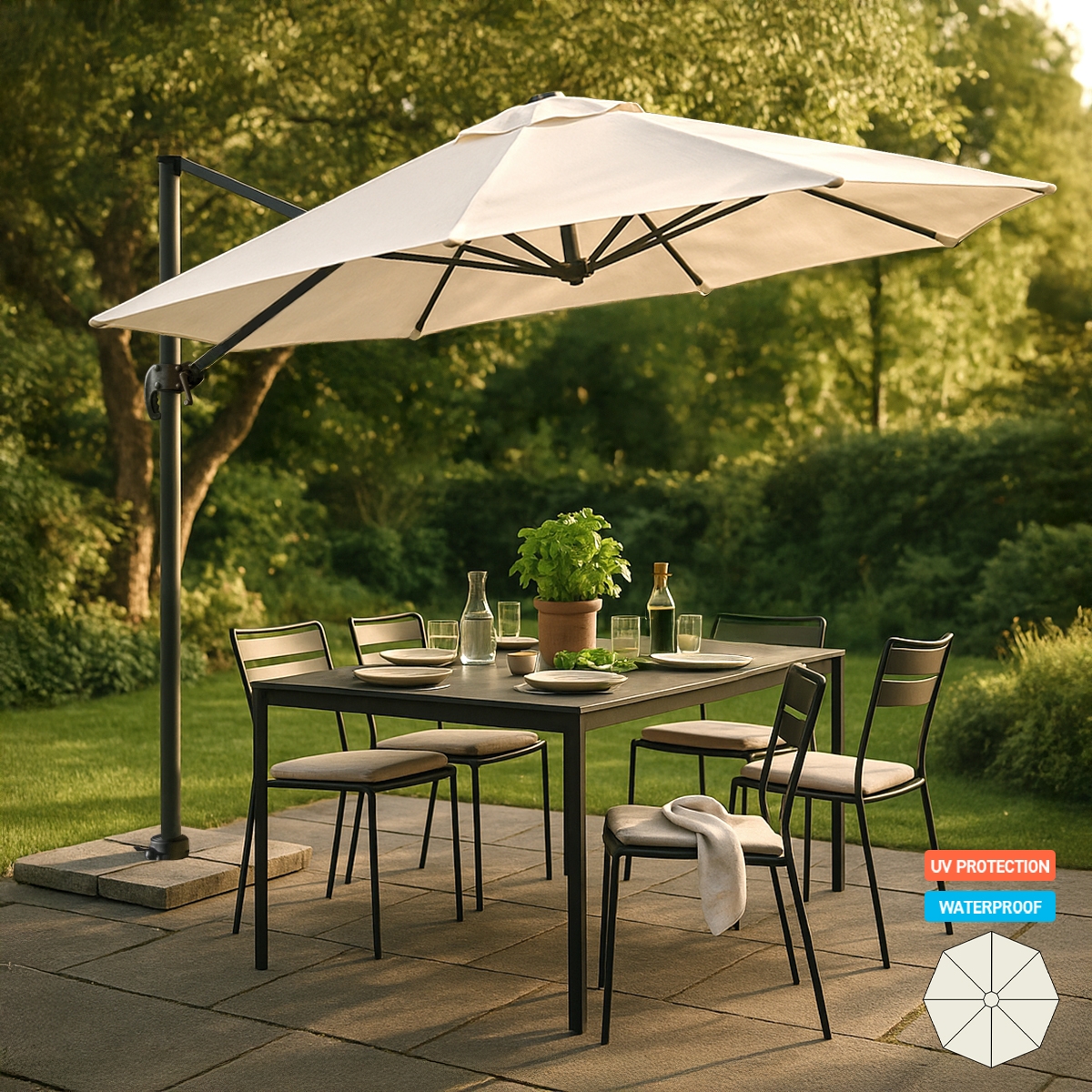Paradise 3 m Octagonal Cantilever Garden Parasol with Base Included Promotion