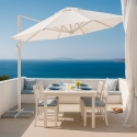 Garden adjustable side arm umbrella in aluminum 3x3m Paradise White Sale