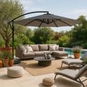 Octagonal Garden side arm umbrella 3 metres in aluminium for bar hotel Fan Noir Characteristics