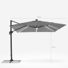 Decentralized pole umbrella with adjustable arm with 3x3m Led solar light Paradise Brown Light 