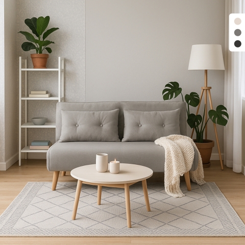 Scandinavian Style Sofa Bed 2-Seater Fabric Elettra Promotion