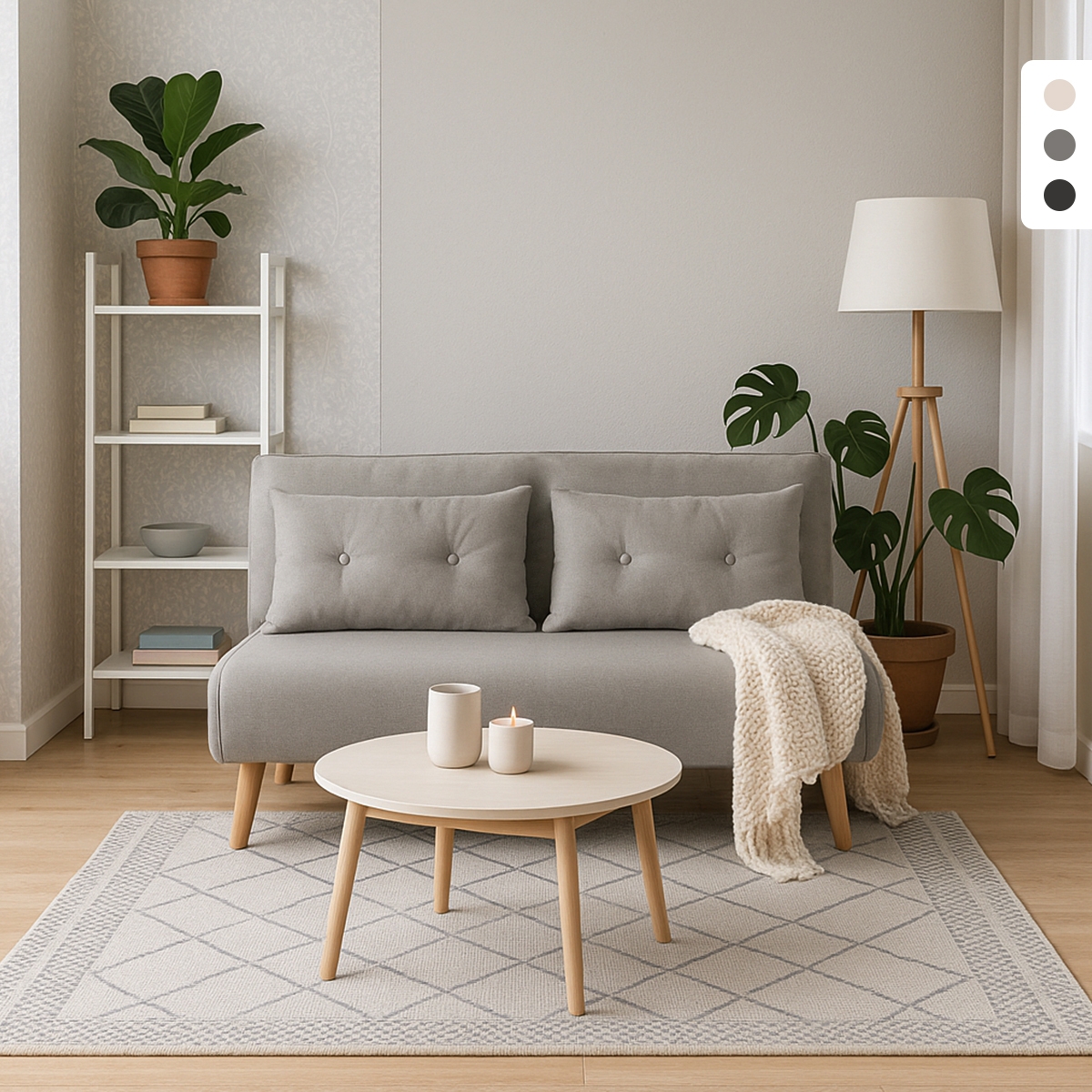 Scandinavian Style Sofa Bed 2-Seater Fabric Elettra