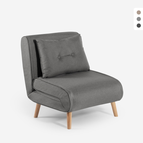 Miriam Folding Fabric Chair Bed with Wooden Legs Promotion
