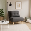 Miriam Folding Fabric Chair Bed with Wooden Legs On Sale