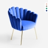 Modern Velvet Shell Lounge Chair with Gold Legs Calicis Promotion