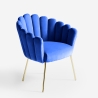Modern Velvet Shell Lounge Chair with Gold Legs Calicis Characteristics