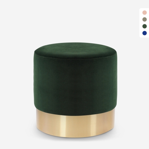 Rossetto Velvet Upholstered Round Ottoman Footstool Design Promotion