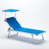 2 Aluminum Beach Sun Loungers with Canopy Nettuno 