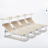 Set of 4 Aluminum Beach Sun Loungers with Adjustable Canopy Nettuno Promotion