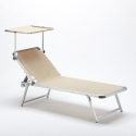 Set of 4 Aluminum Beach Sun Loungers with Adjustable Canopy Nettuno 