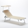 Set of 4 Aluminum Beach Sun Loungers with Adjustable Canopy Nettuno 