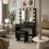 Gaia Black Makeup Vanity with LED Bulbs, Mirror, and Stool Promotion