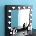 Gaia Black Makeup Vanity with LED Bulbs, Mirror, and Stool Buy