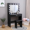 Gaia Black Makeup Vanity with LED Bulbs, Mirror, and Stool Catalog