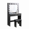Gaia Black Makeup Vanity with LED Bulbs, Mirror, and Stool Sale