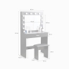Gaia Black Makeup Vanity with LED Bulbs, Mirror, and Stool 