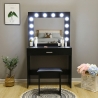 Gaia Black Makeup Vanity with LED Bulbs, Mirror, and Stool Choice Of