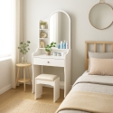 Flora Makeup Vanity Set with Mirror and Stool for Bedroom Promotion