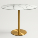 Monika+ Round Dining Table Goblet Style 120cm Gold Marble Effect Promotion