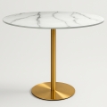 Monika+ Round Dining Table Goblet Style 120cm Gold Marble Effect Promotion
