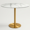 Monika+ Round Dining Table Goblet Style 120cm Gold Marble Effect Promotion