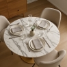 Monika+ Round Dining Table Goblet Style 120cm Gold Marble Effect Model