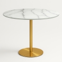 Monika Classic Style Round Goblet Table 80cm with Gold Marble Effect Promotion