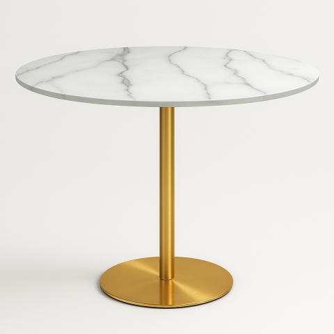 Monika Classic Style Round Goblet Table 80cm with Gold Marble Effect Promotion