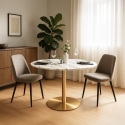Monika Classic Style Round Goblet Table 80cm with Gold Marble Effect Sale