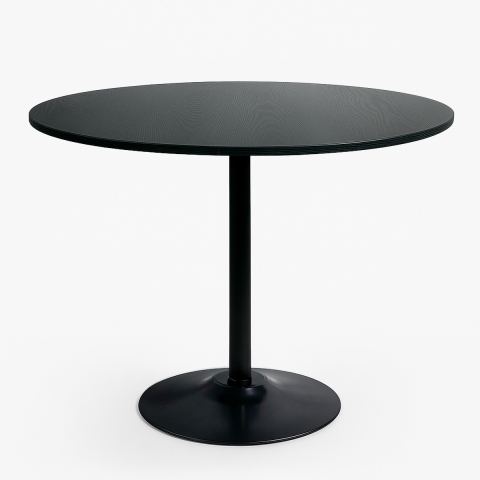 Modern Black Goblet Round Dining Table 120cm Blackwood+ Promotion