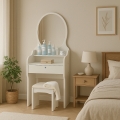 Katrina Bedroom Vanity Makeup Table with Mirror and Stool Promotion