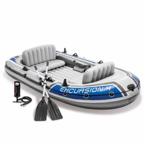 Intex 68324 Excursion 4 Rubber Dinghy Inflatable Boat Four Seats Promotion