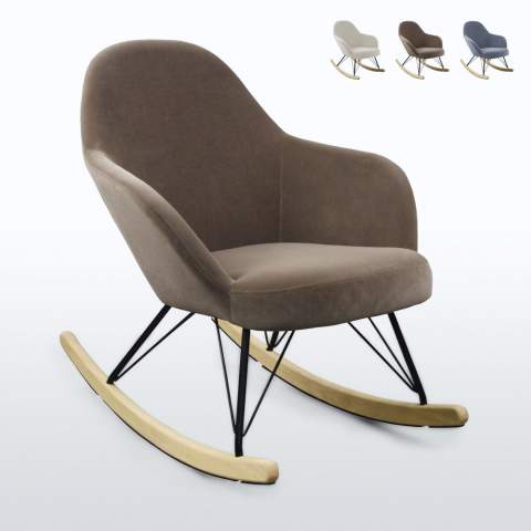 ROCKing Modern Design Eiffel Rocking Chair Velvet Metal Wood Promotion