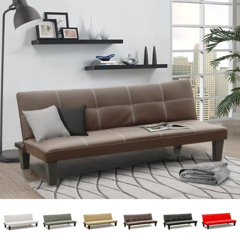 Economical 3-seater leatherette sofa bed Topazio Promotion