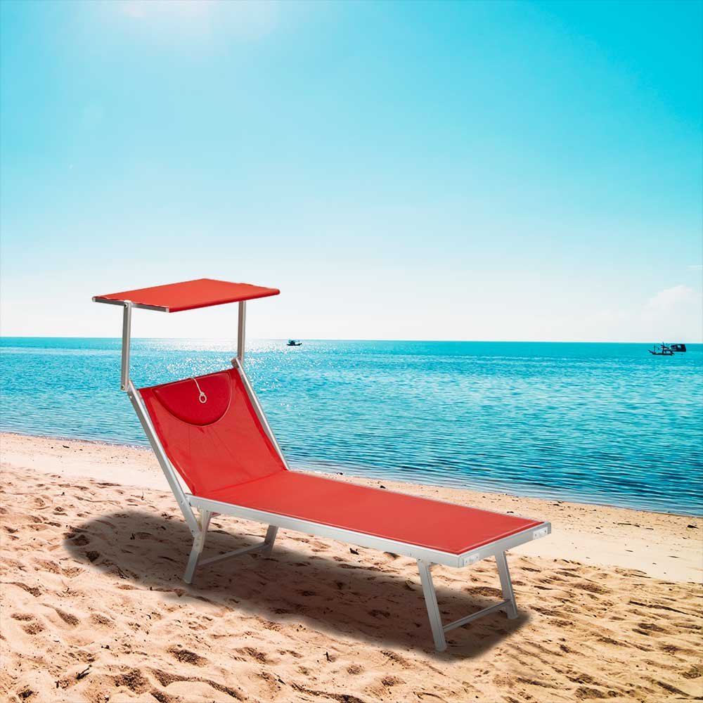 Santorini Folding Sun Lounger With Headrest And Adjustable Backrest