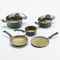 Set of Nonstick Pots Pans with Lids 7 Pieces Bio Cook Oil On Sale