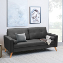 Modern Scandinavian-Style Sofa in Fabric, 3-Seater for Living Room and Kitchen, Aquamarine Choice Of