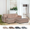 3-seater corner sofa bed with peninsula and storage pouf Madreperla ready for bed Catalog