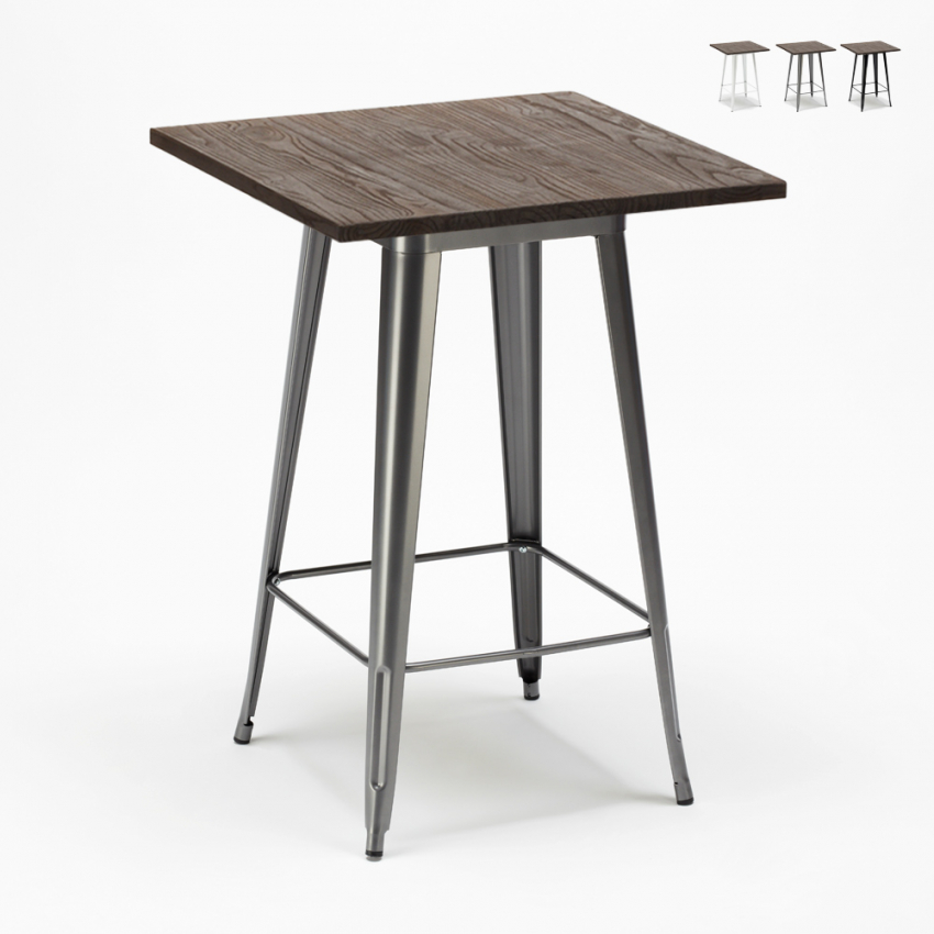 Lix high table for industrial stools metal steel and wood 60x60 welded Catalog