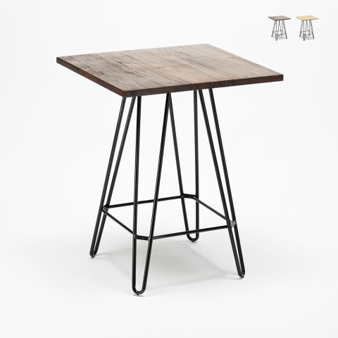 High stool table Industrial 60x60 metal steel wood Bolt Promotion