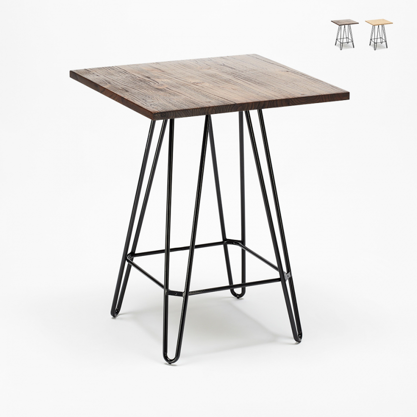 High stool table Industrial 60x60 metal steel wood Bolt Promotion