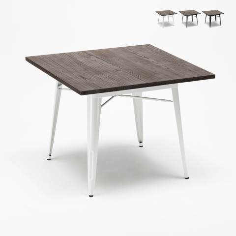 Tolix industrial steel and wood table 80x80 bar and Allen house Promotion