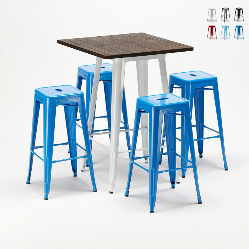 high table and 4 metal stools set industrial style for bars and pubs herlem Characteristics